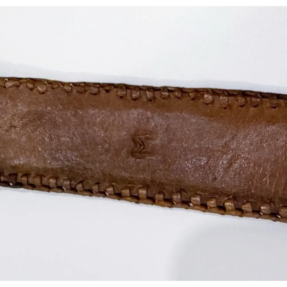 90s Vintage Woven Southwest Belt Aztec Mexican Festival Boho Hippie Leather N